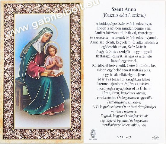 Aranyozott imakp - szentkp - Szent Anna