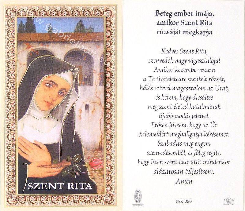 Aranyozott imakp - szentkp - Szent Rita