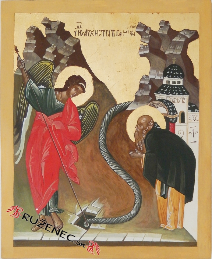 Kzzel rott ikon - Szent Mihly - 29x36cm