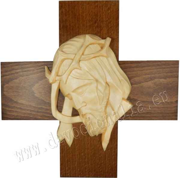 Fafarags - Feszlet Krisztus arccal - 30x30cm - N